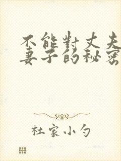 不能对丈夫说的妻子的秘密