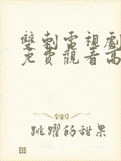 双刺电视剧全集免费观看高清封面