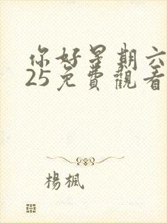 你好星期六2025免费观看全集在线播放高清封面