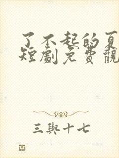 了不起的夏小姐短剧免费观看封面