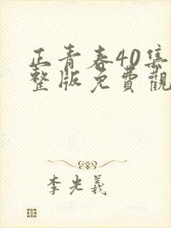 正青春40集完整版免费观看