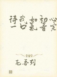 待我如初心短剧一口气看完封面