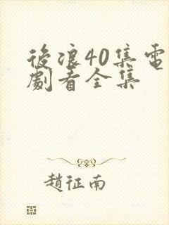 后浪40集电视剧看全集封面