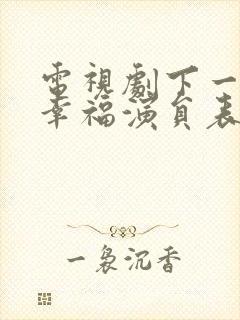 电视剧下一站是幸福演员表