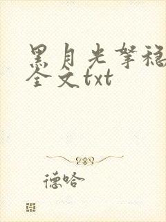 黑月光拿稳小说全文txt