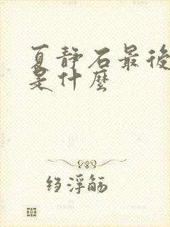 夏静石最后结局是什么