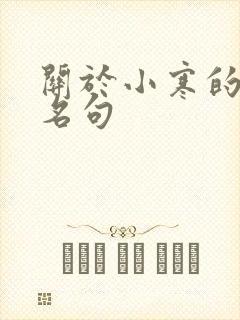 关于小寒的诗词名句