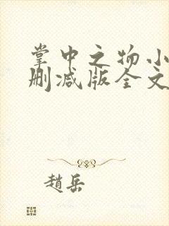 掌中之物小说无删减版全文阅读