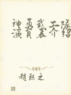 神勇武工队全部演员表介绍封面