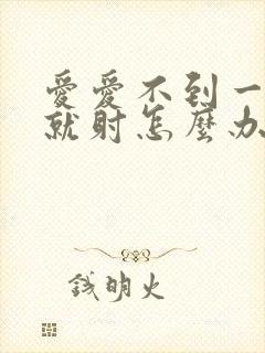 爱爱不到一分钟就射怎么办