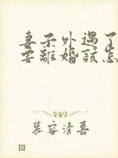 妻子外遇了老公要离婚该怎么挽回