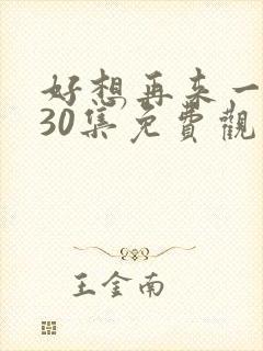 好想再来一次第30集免费观看