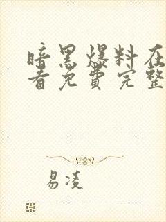 暗黑爆料在线观看免费完整版高清封面