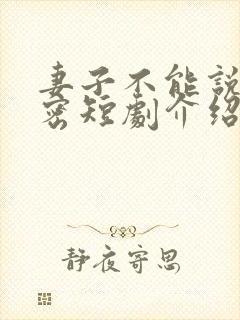 妻子不能说的秘密短剧介绍