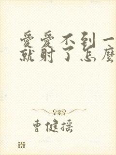 爱爱不到一分钟就射了怎么办