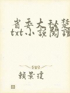 省委大秘楚东恒txt小说阅读免费