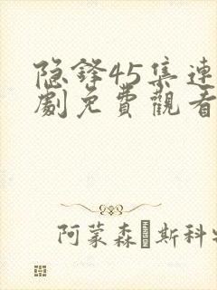 隐锋45集连续剧免费观看