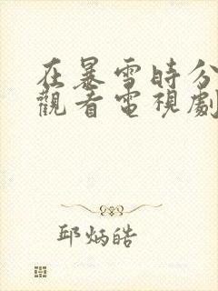 在暴雪时分免费观看电视剧完整版