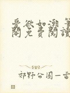 爱欲如潮 笔趣阁免费阅读