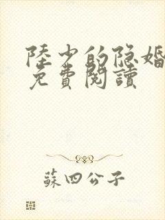 陆少的隐婚甜妻免费阅读封面