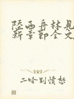 陆西舟林见微最新章节全文免费阅读