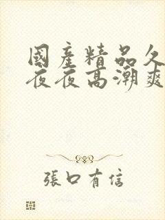 国产精品久久久夜夜高潮爽爽爽