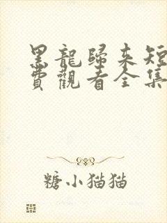 黑龙归来短剧免费观看全集高清