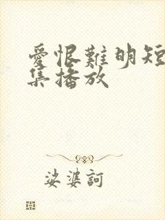 爱恨难明短剧全集播放封面