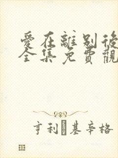 爱在离别后短剧全集免费观看高清