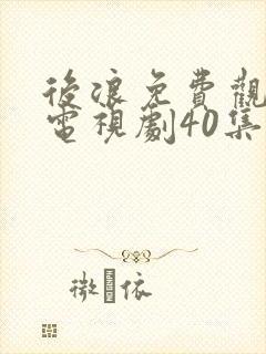 后浪免费观看的电视剧40集在线播放