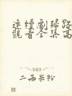 连续剧归路免费观看全集高清封面