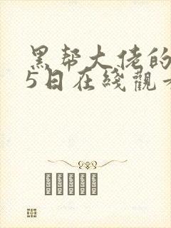 黑帮大佬的365日在线观看