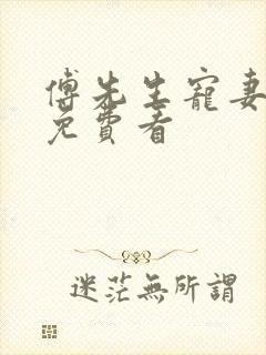 傅先生宠妻无度免费看封面