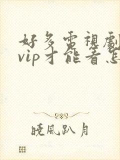 好多电视剧都要vip才能看怎么办