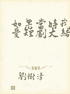 如果当时我说了爱短剧大结局封面