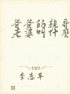 爸爸的亲哥哥的老婆叫什么称呼封面