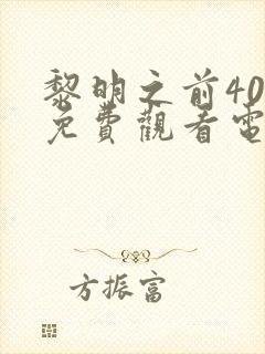 黎明之前40集免费观看电视剧封面