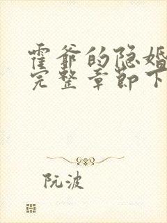 霍爷的隐婚罪妻完整章节下载