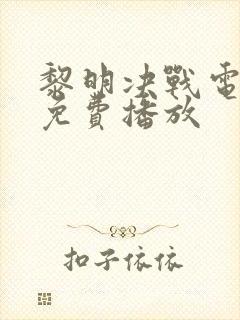 黎明决战电视剧免费播放