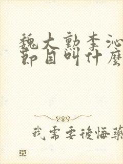 魏大勋李沁综艺节目叫什么