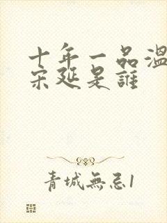 十年一品温如言宋延是谁封面