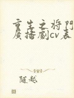 重生之将门毒后广播剧cv表