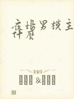 夜场男模主要做什么