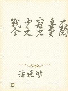 战少宠妻不能停全文免费阅读封面