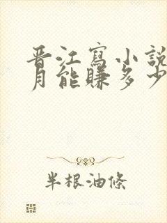 晋江写小说一个月能赚多少钱