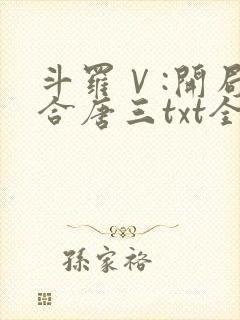 斗罗Ⅴ:开局融合唐三txt全本封面