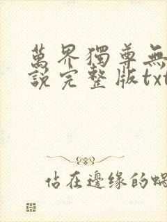 万界独尊无忧小说完整版txt