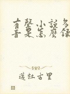 有声小说多人配音是怎么录制的