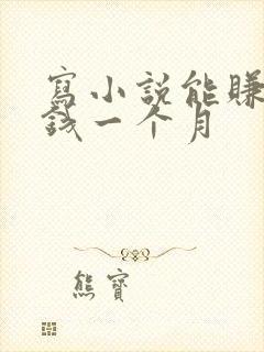 写小说能赚多少钱一个月