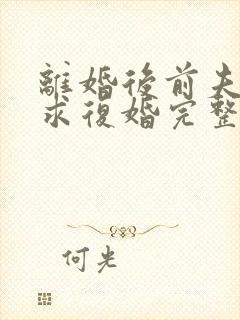 离婚后前夫哭着求复婚完整版封面